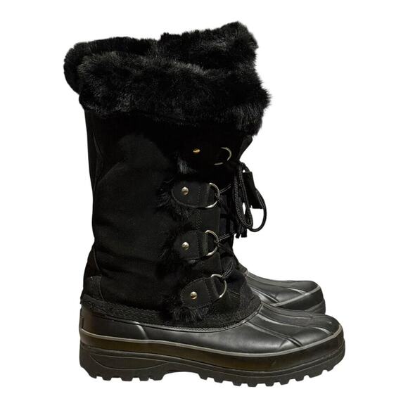 Khombu Shoes - Khombu Winter Snow Boots Women's Size 8 Black Faux Fur Waterproof Cold Weather